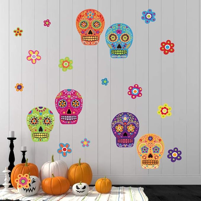 Colorful Skull Flower Room Decorations - Online Swap Meet