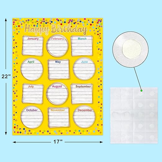 Happy Birthday Chart Posters for Classroom Bulletin Board Decorations - Online Swap Meet
