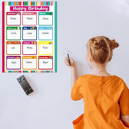 Happy Birthday Chart Posters for Classroom Bulletin Board Decorations - Online Swap Meet