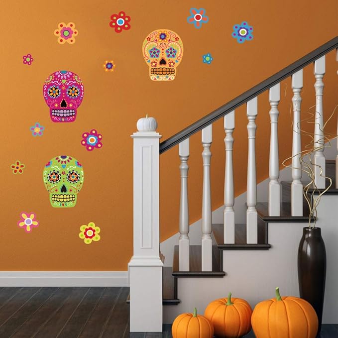 Colorful Skull Flower Room Decorations - Online Swap Meet