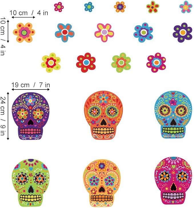Colorful Skull Flower Room Decorations - Online Swap Meet
