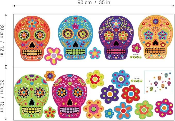 Colorful Skull Flower Room Decorations - Online Swap Meet