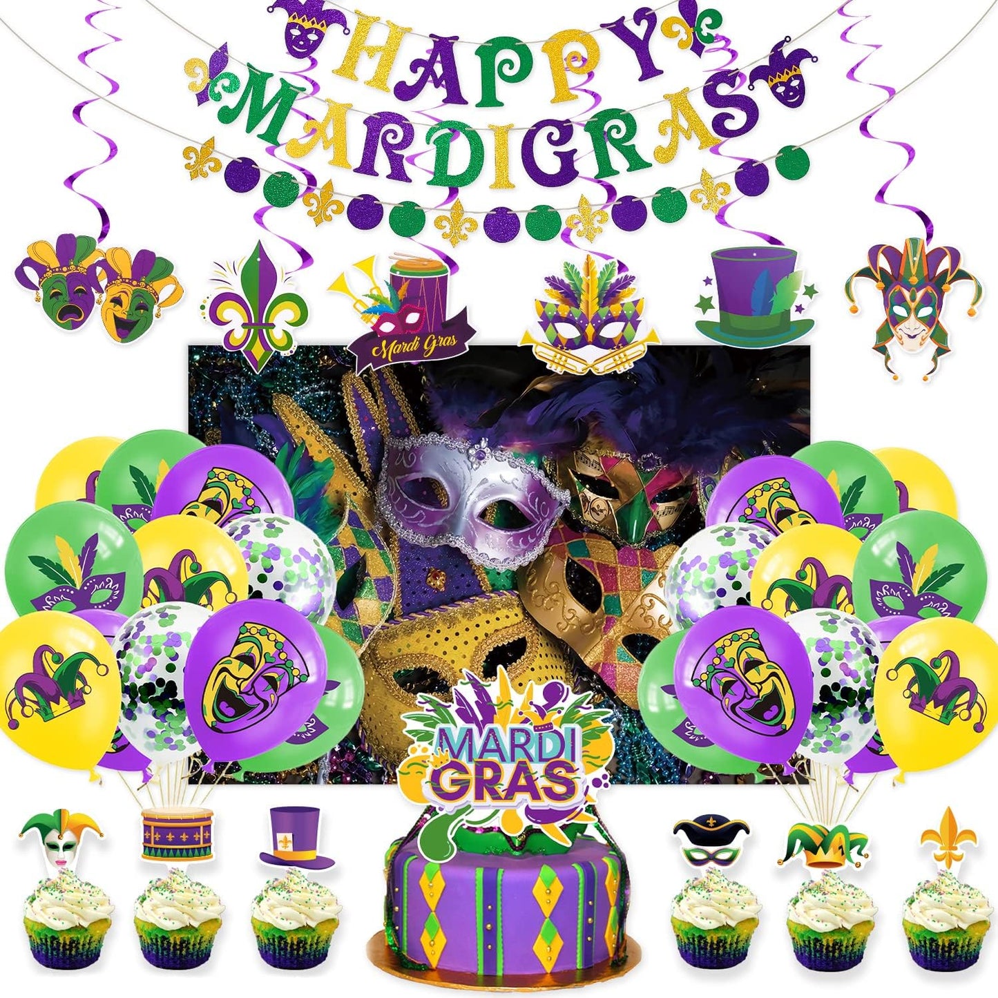 Whaline 49pc Mardi Gras Party Décor Set - Online Swap Meet