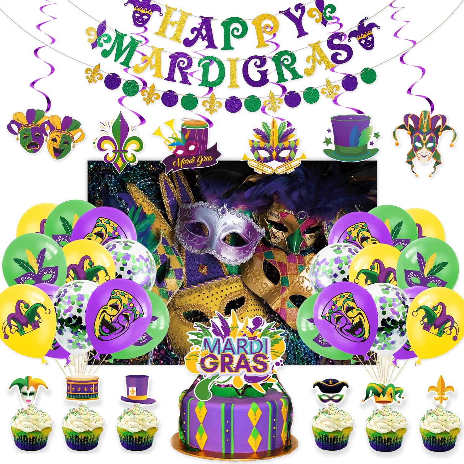 Whaline 49pc Mardi Gras Party Décor Set - Online Swap Meet