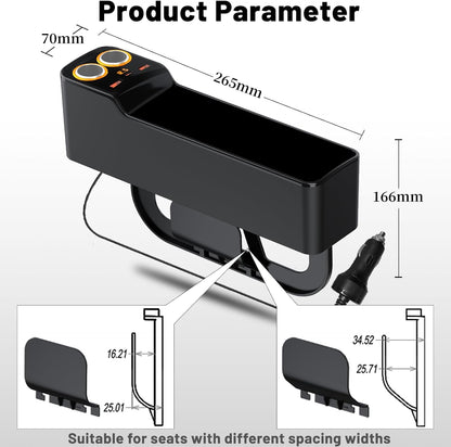 Car Seat Gap Filler Organizer, 75W Charging, Storage Box, 2 Pack (Large) - Online Swap Meet