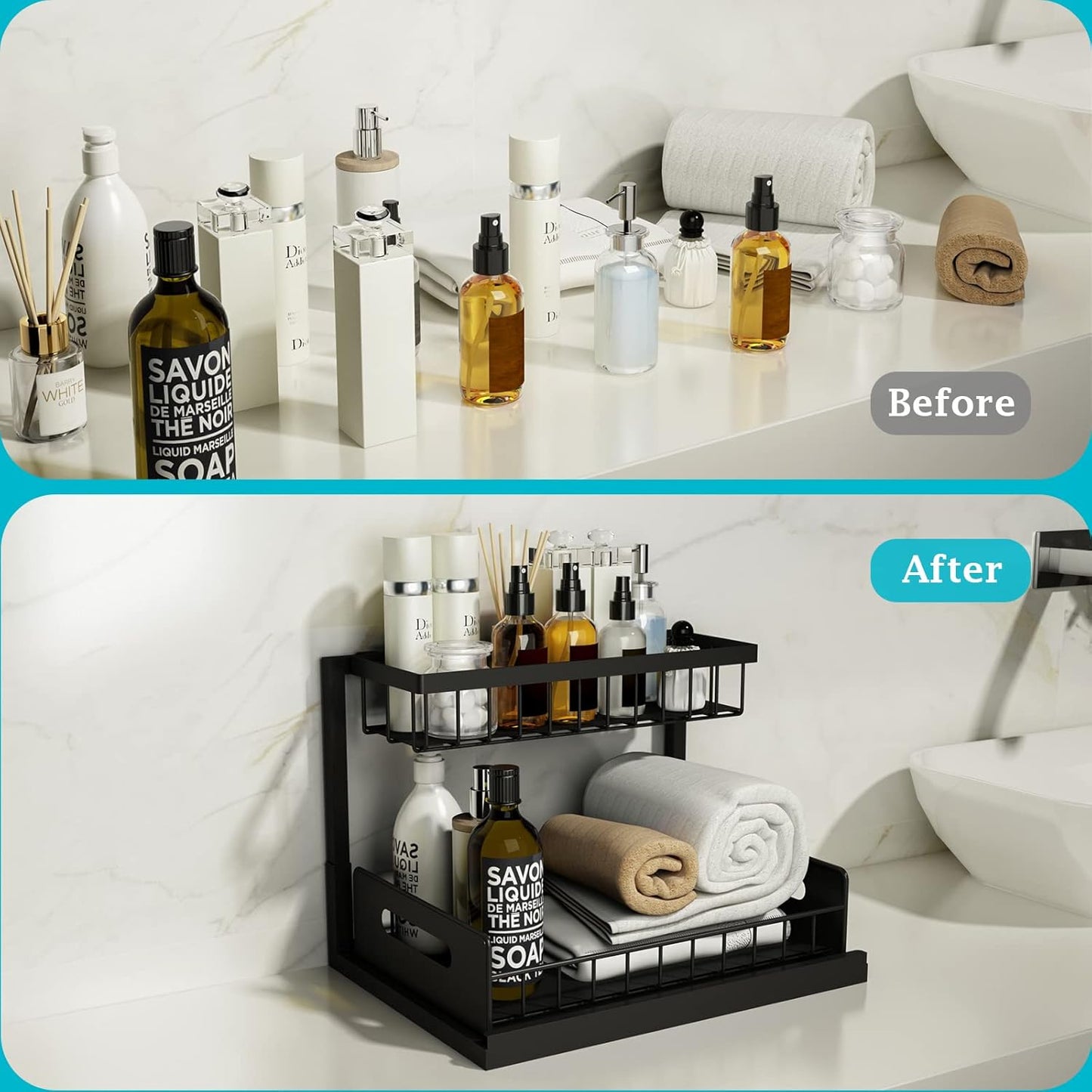 Under Sink Organizer, Pull Out Cabinet Storage 2 Tier Slide Out - Online Swap Meet