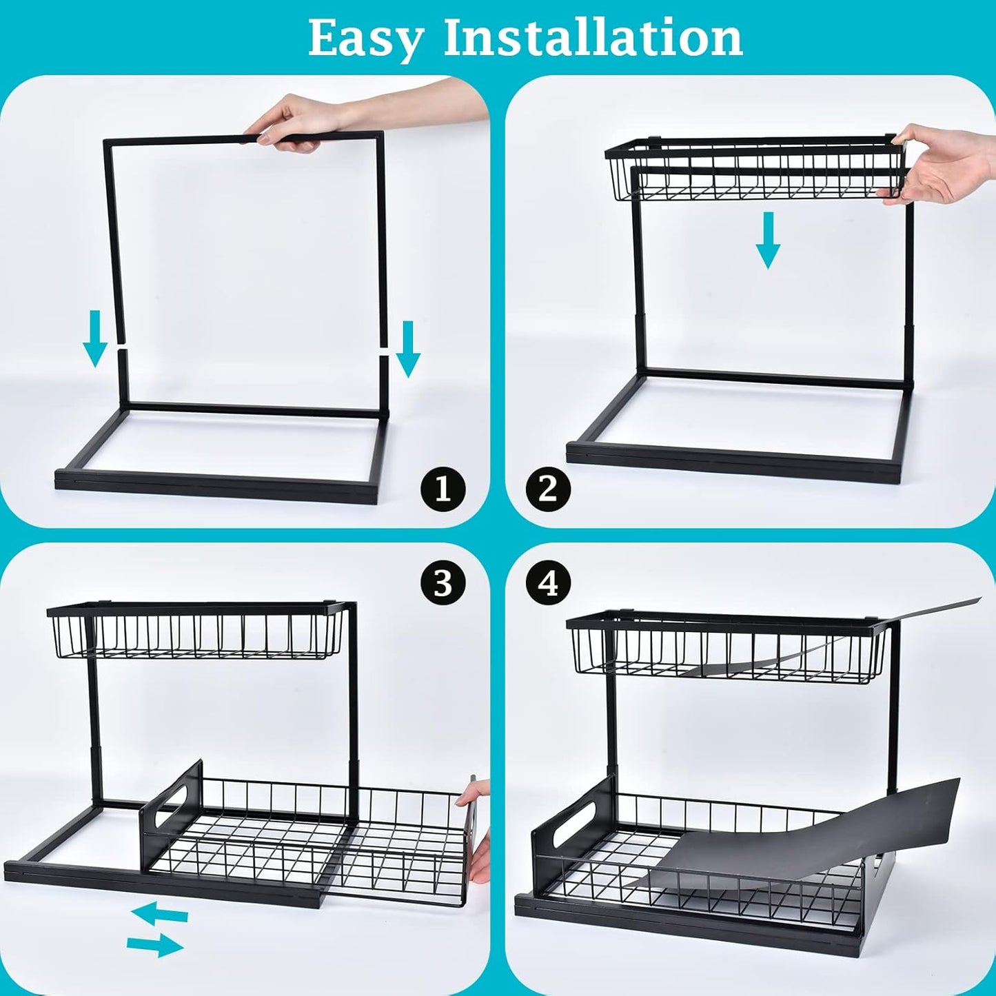 Under Sink Organizer, Pull Out Cabinet Storage 2 Tier Slide Out - Online Swap Meet