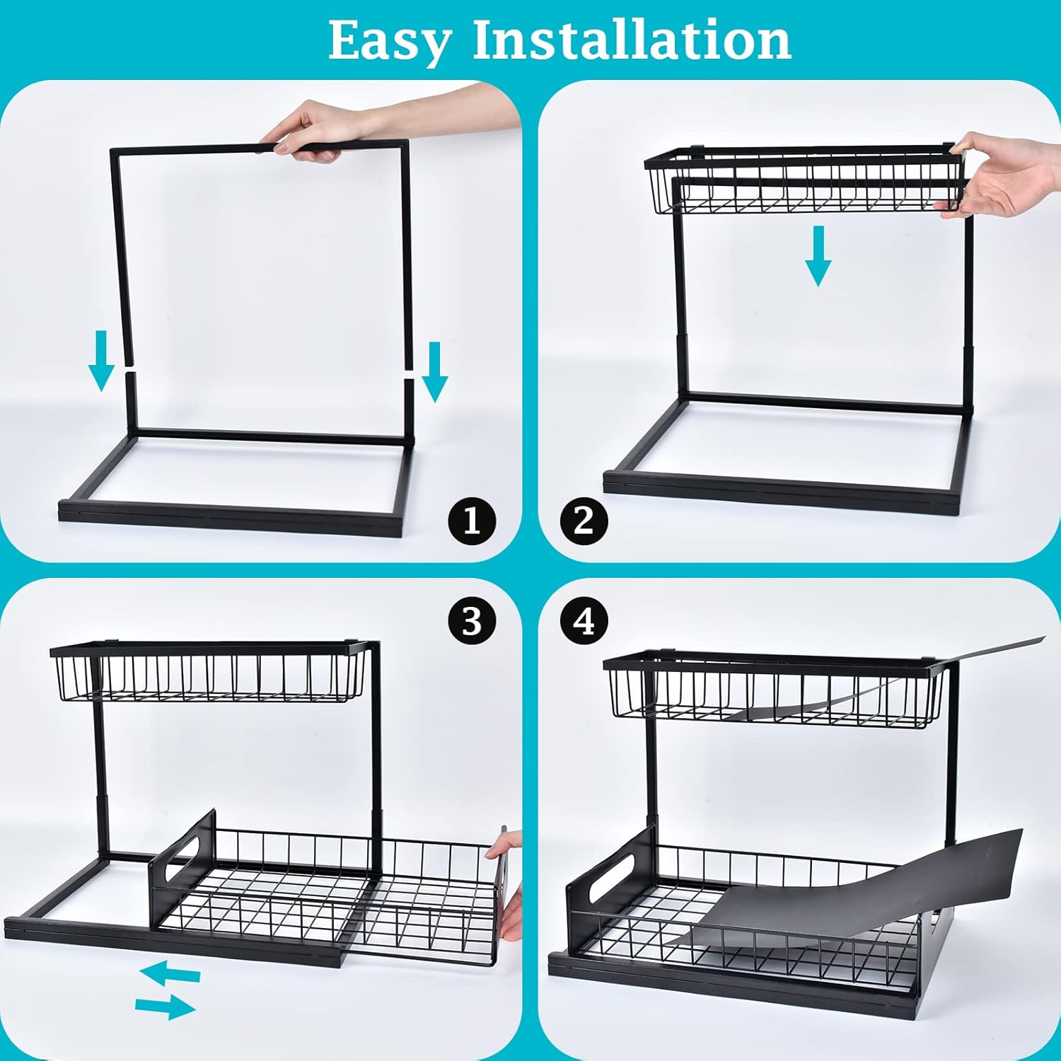 Under Sink Organizer, Pull Out Cabinet Storage 2 Tier Slide Out - Online Swap Meet